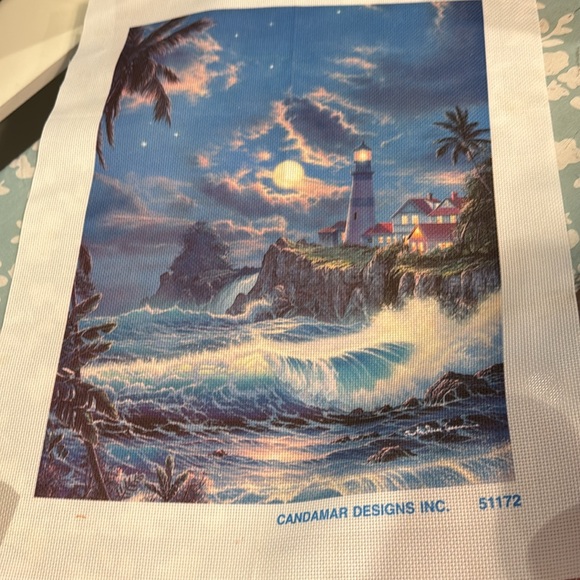 Candamar Designs Ocean Lighthouse Fiber Art - Picture 1 of 5